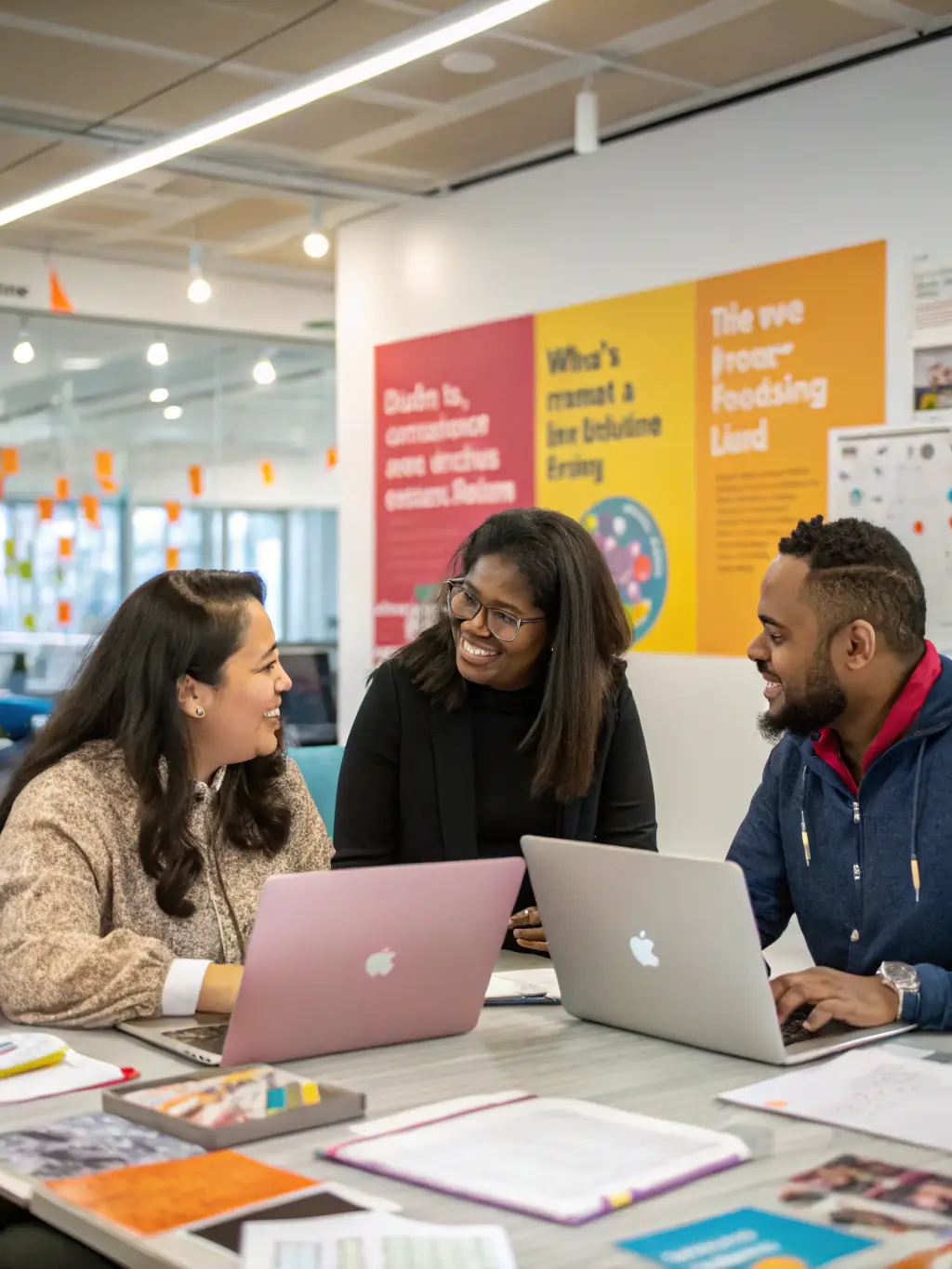 A diverse group of researchers collaborating on an AI project, showcasing the interdisciplinary nature of AI development.
