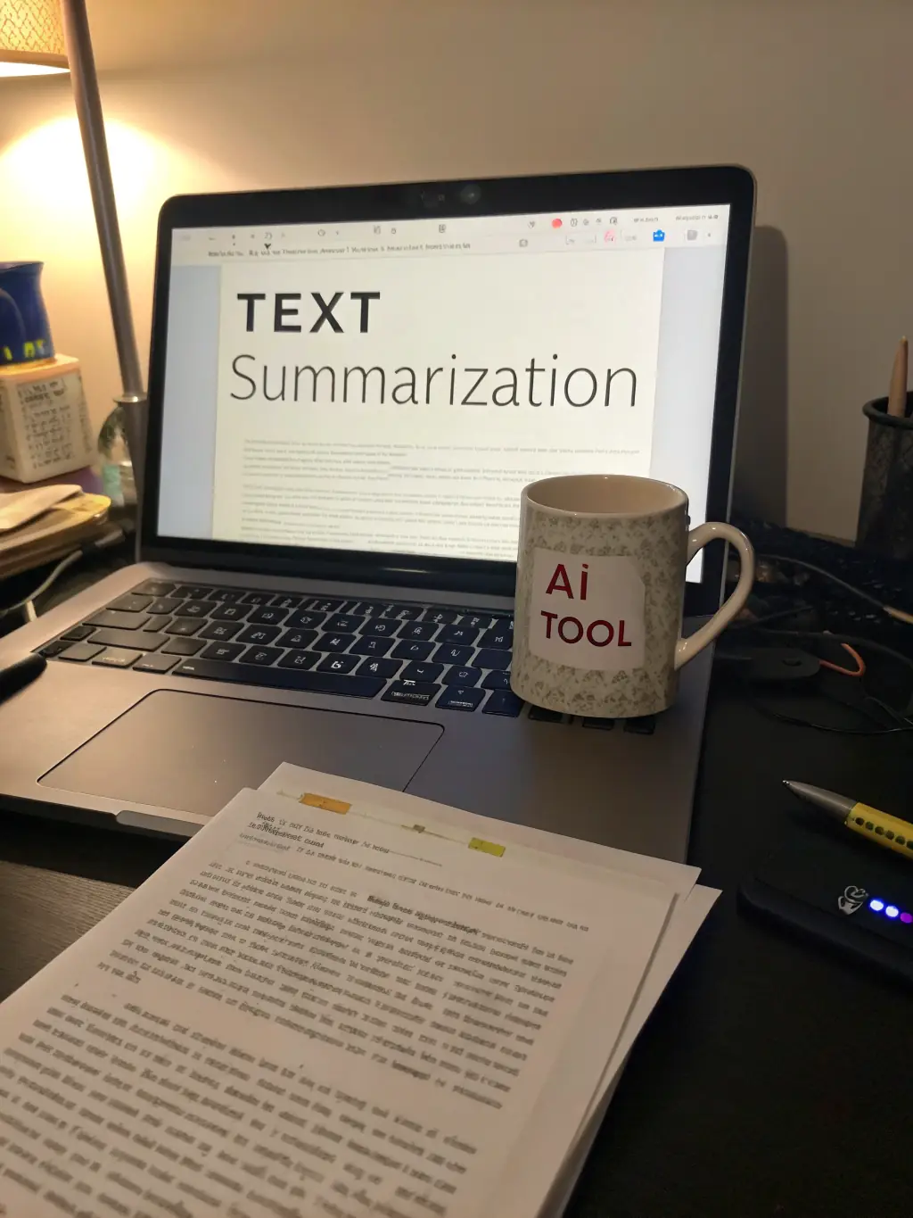 A screenshot of an AI content summarization tool, showing a long blog post being condensed into a concise summary with key takeaways.
