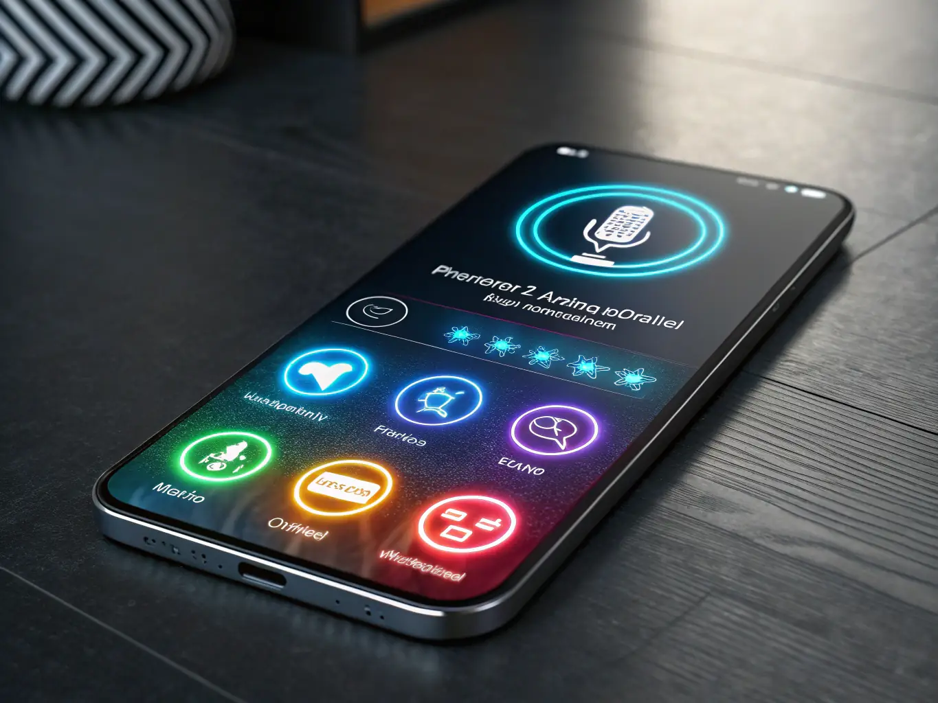 A mobile app interface showcasing advanced AI-driven features, such as personalized recommendations and predictive analytics.