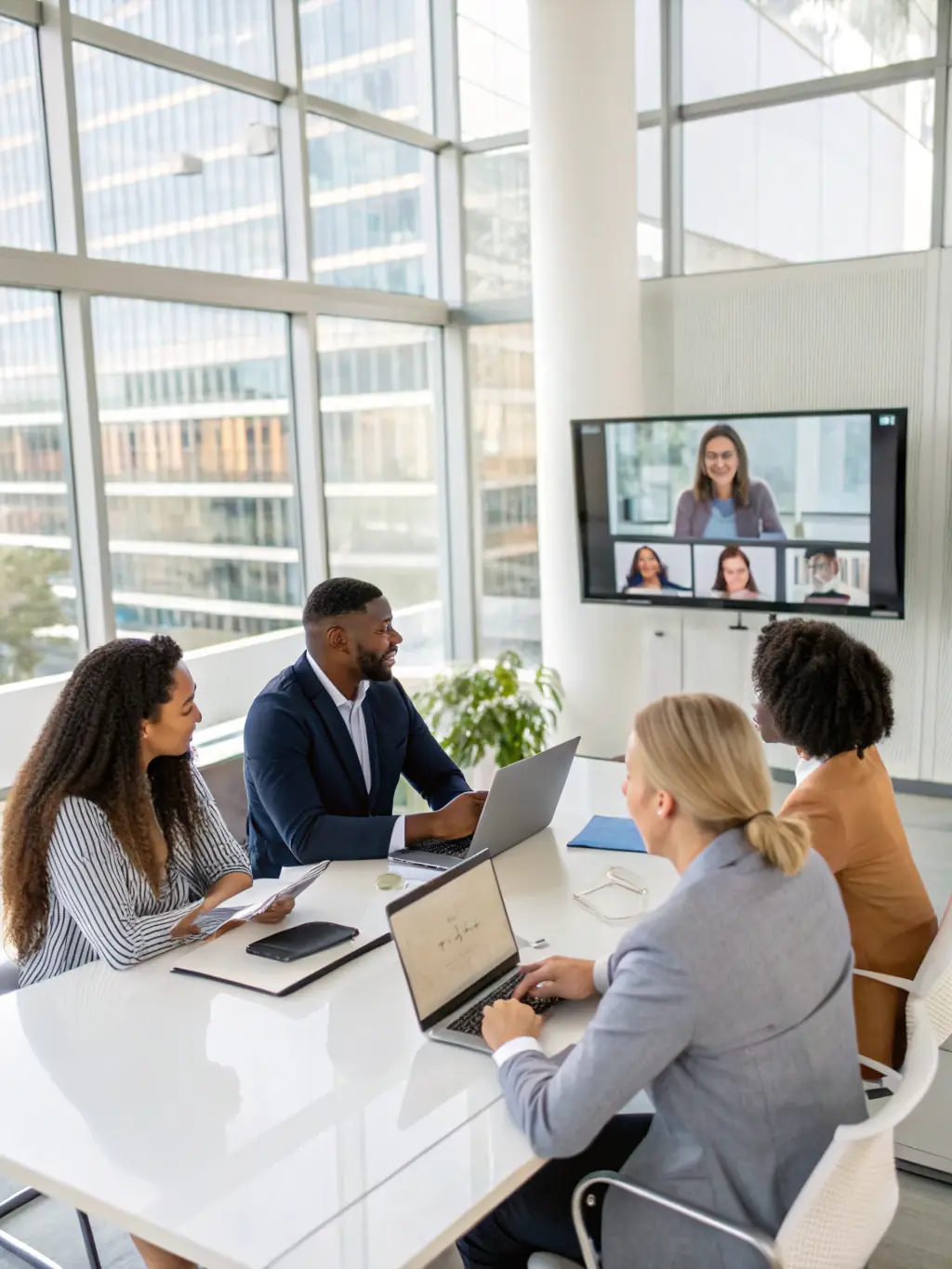 A diverse team collaborating on a tech project, emphasizing the importance of diversity and inclusion in the tech industry.
