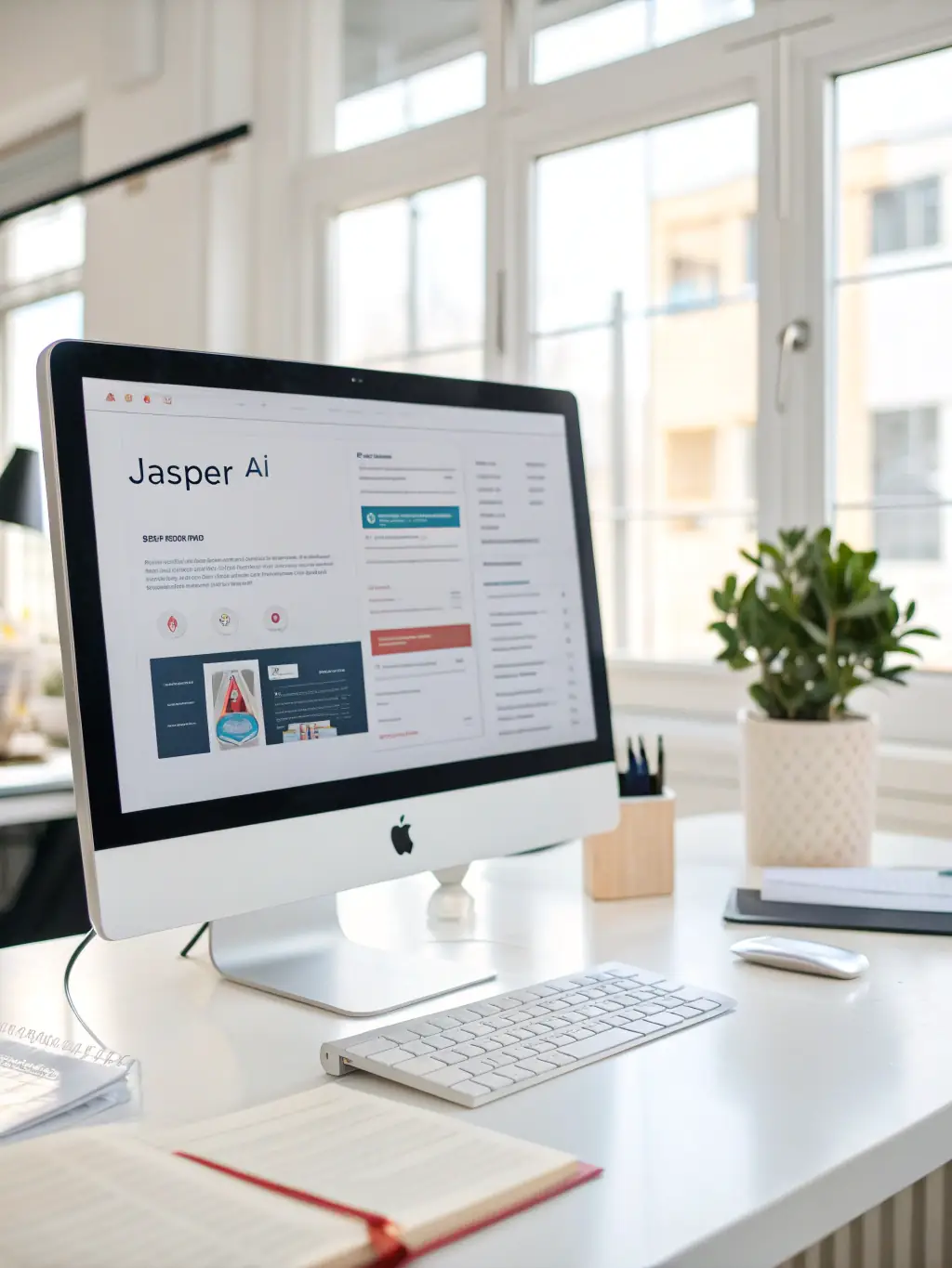 A screenshot of Jasper AI's interface, showcasing its content generation capabilities with various templates and options for bloggers.